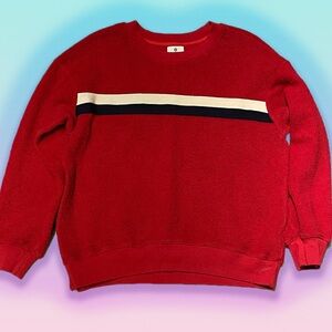 Sundry Pullover Red with Blue & White Stripe SMALL